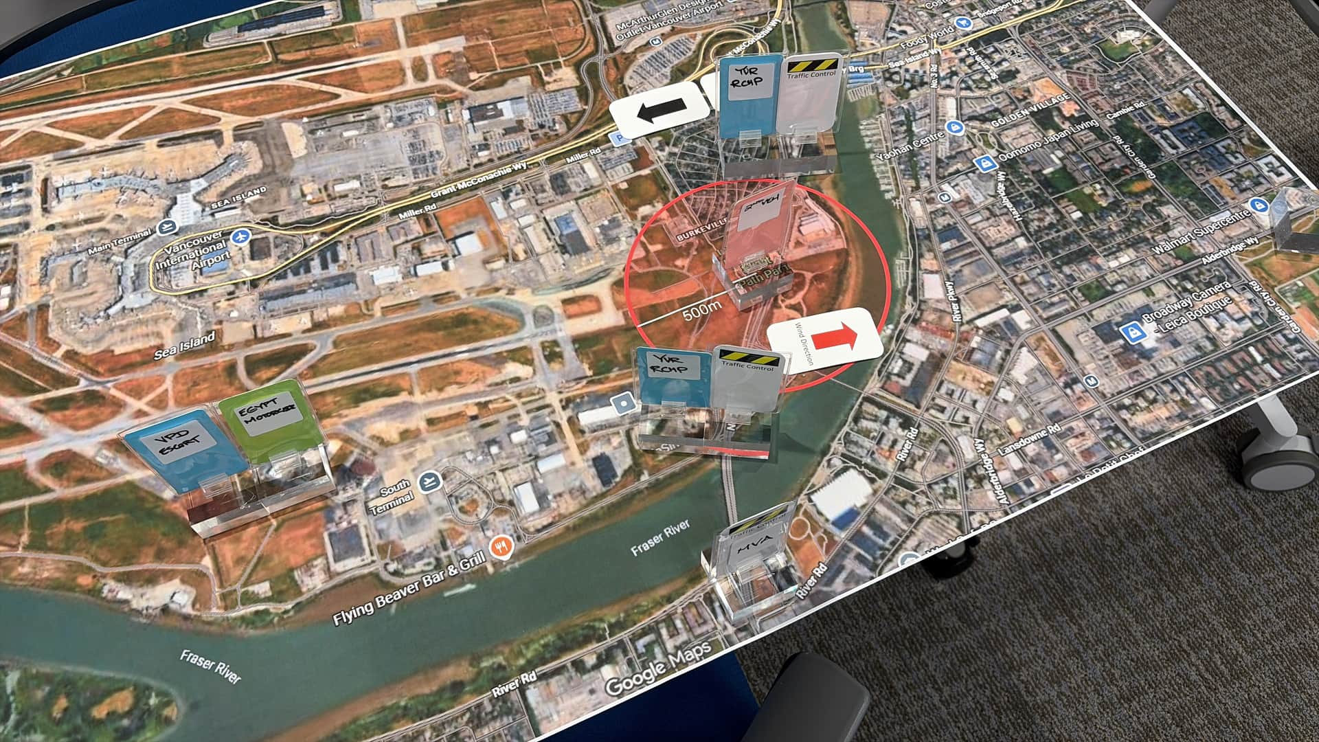 birds-eye view of printed map